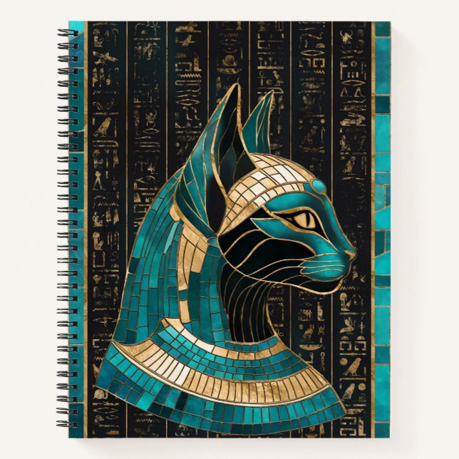 Carnet Bastet, déesse chatte égyptienne - Art mosaïque (Devant)