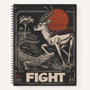 Carnet Bataille de la faune de Woodblock Crocodile d'An
