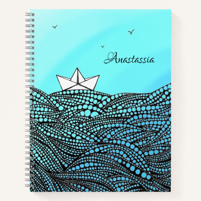 Carnet Bateau en papier crayon | citation motivante (Devant)