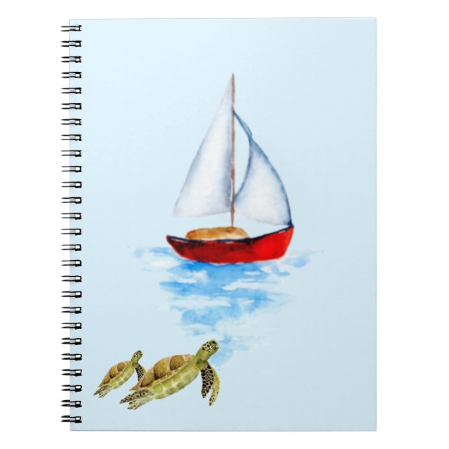 Carnet Bateau marin de tortues de mer d'Hawaii (Devant)