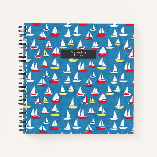 Carnet Bateaux à voile Motif bleu (Devant)