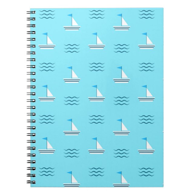 Carnet Bateaux À Voile Sur Le Motif De La Mer Bleue (Devant)