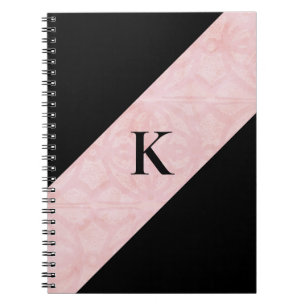 Carnet Batik rose en poudre et Monogramme noir