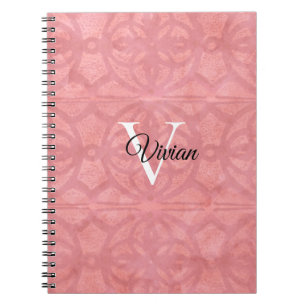 Carnet Batik rose Ruddy avec Monogramme et nom