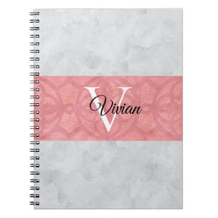 Carnet Batik Rose Ruddy Et Aquarelle Gris Monogramme