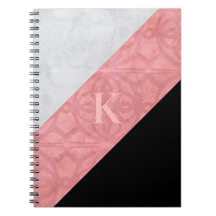Carnet Batik Rose Ruddy Et Aquarelle Noire Monogramme