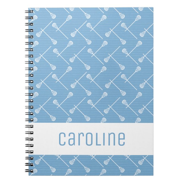 Carnet Bâtons blancs en crosse bleu poudre à motifs (Devant)