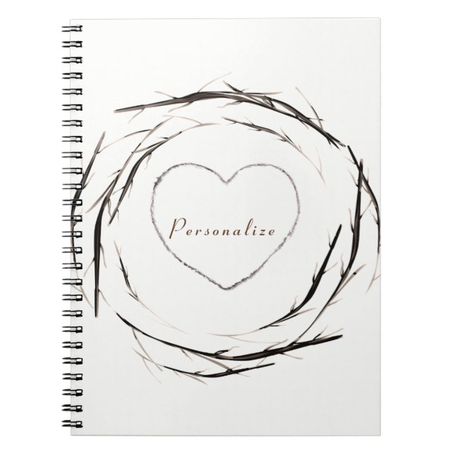 Carnet Bâtons rustiques Branches de brindilles Wreath Jou (Devant)