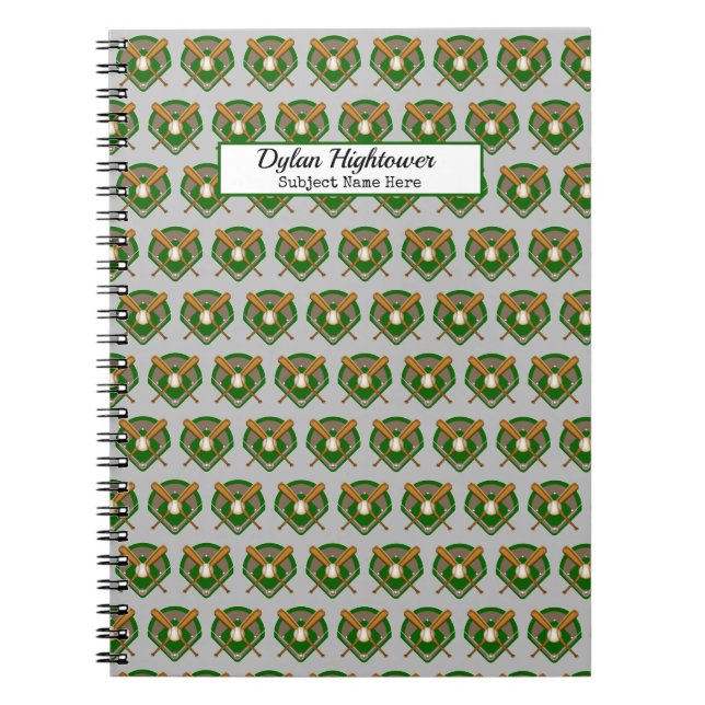 Carnet Bats de baseball gris Diamant Nom du Motif Objet (Devant)