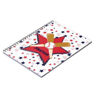 Carnet Bats de baseball personnalisés ballon et étoiles