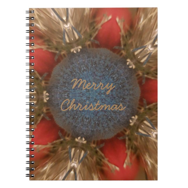 Carnet Baubles de décoration de Noël rouge bleu (Devant)