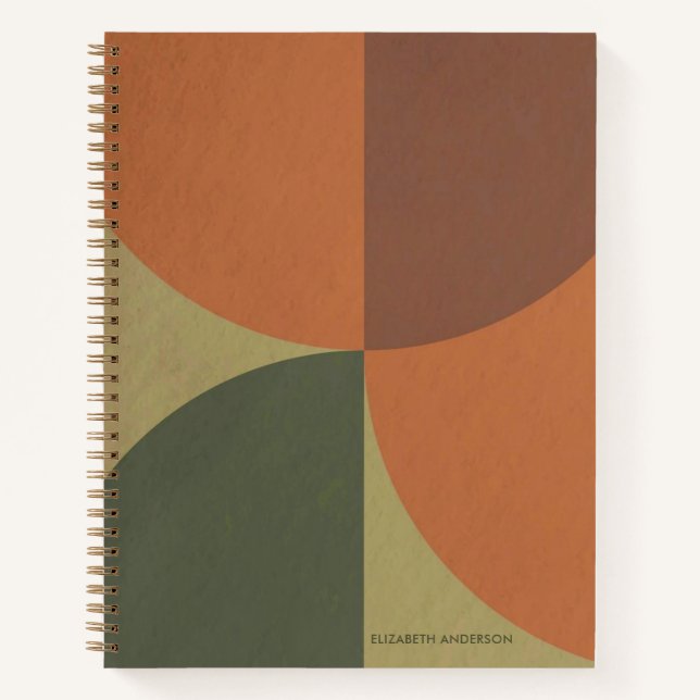 Carnet Bauhaus Terracotta Green Abstract Personalized (Devant)