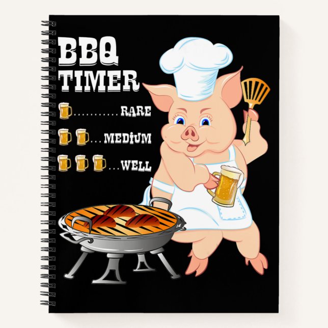 Carnet BBQ | BBQ Timer Pig Grill Barbecue Beer Lover Men (Devant)