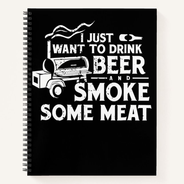 Carnet BBQ Fumer Pitmaster Cadeau Boire Bière Fumer Viand (Devant)