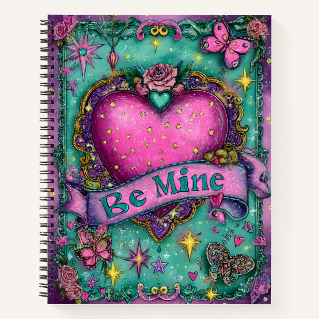 Carnet Be Mine Valentines Spiral Notebook (Devant)