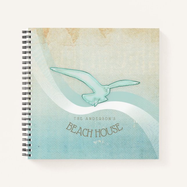 Carnet Beach House Seagull Aqua Blue ID623 (Devant)