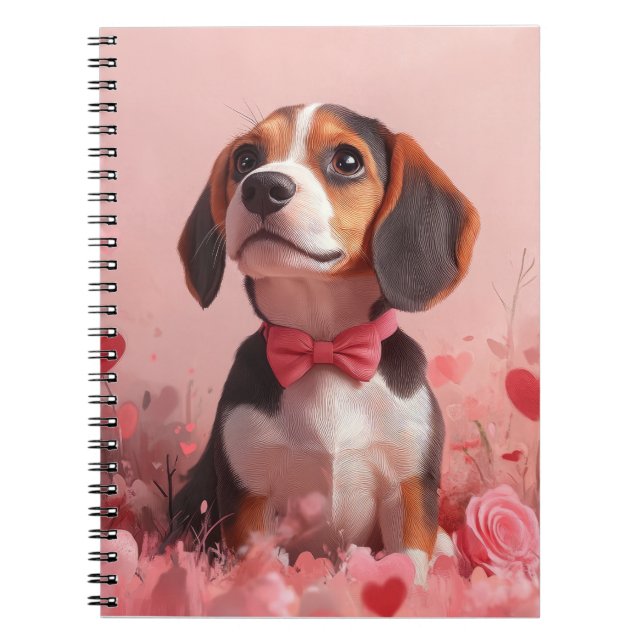 Carnet Beagle avec Rose - Saint Valentin (Devant)