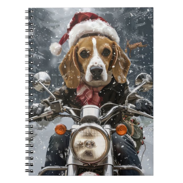 Carnet Beagle Chien équitation moto Noël (Devant)
