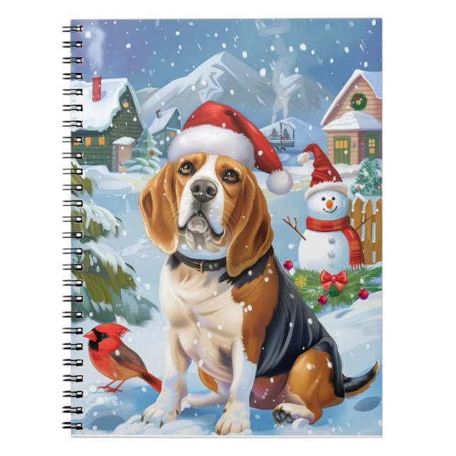 Carnet Beagle Chien Winter Wonderland Noël Joie (Devant)