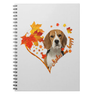 Carnet Beagle Me Rend Heureux Feuilles du coeur d'automne