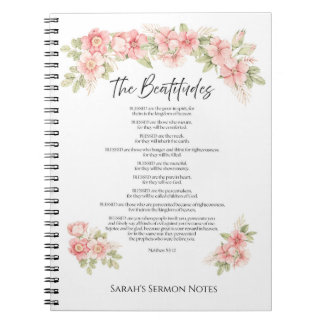 Carnet Béatitudes de l'Écriture florale aquarelle rose