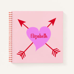 Carnet Beau coeur violet avec Arrière - plan rose