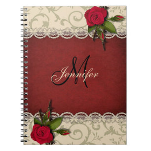 Carnet Beau design Vintage floral - Monogramme