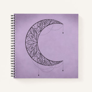Carnet Beau Mandala Crescent Moon Design Motif