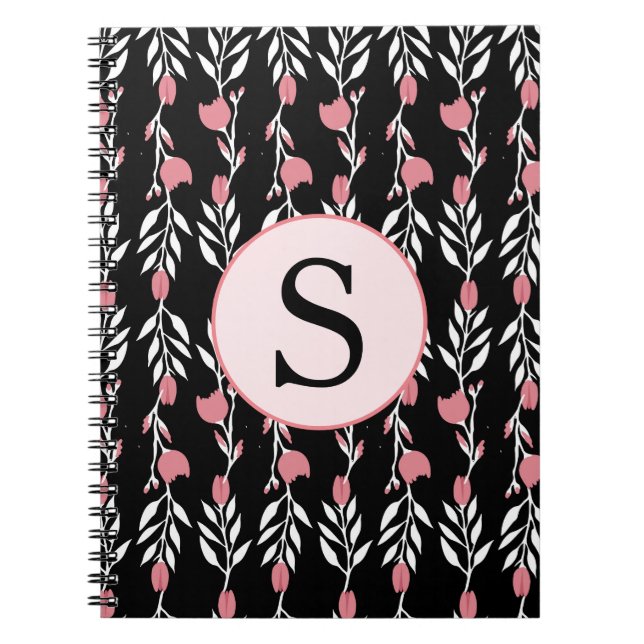 Carnet Beau Monogramme de vigne Rose (Devant)