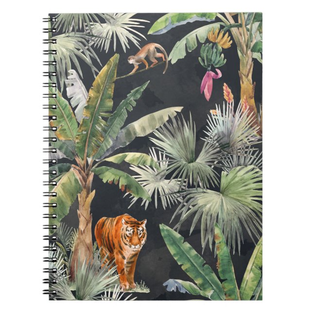 Carnet Beau motif transparent avec aquarelle tropica (Devant)