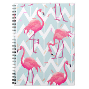 Carnet Beau motif tropical transparent avec flamme rose