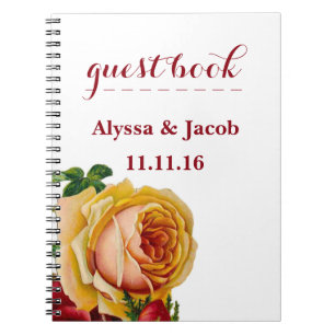 Carnet Beau or & Roses rouges Mariage blanc