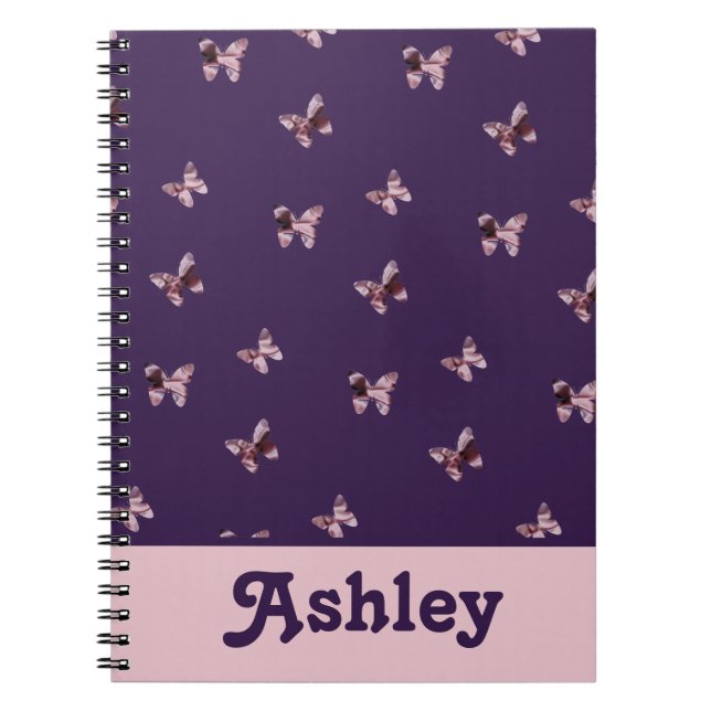 Carnet Beau Pink Satin Papillon Motif animal (Devant)