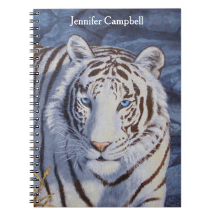 Carnet Beau tigre blanc aux yeux bleu cristal