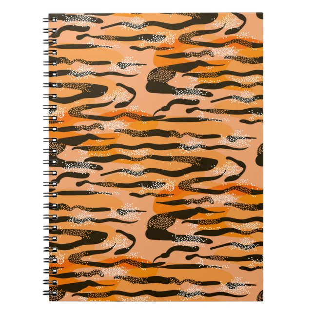 Carnet Beau tigre transparent motif, couleur pêche (Devant)