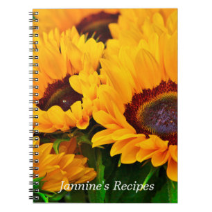 Carnet Beau tournesol orange jaune personnalisé