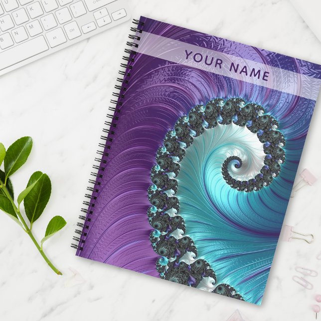 Carnet Beau Violet Turquoise Gradient Spiral Fractal (Créateur téléchargé)