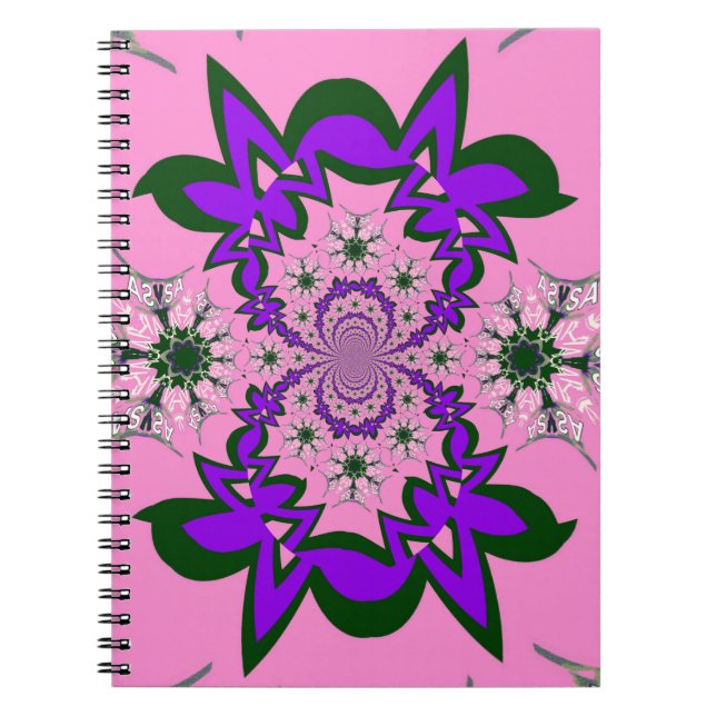 Carnet Beautiful baby pink floral purple shade motif mono (Devant)