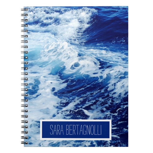 Carnet Beautiful Blue Ocean Waves Ajouter Votre Nom (Devant)