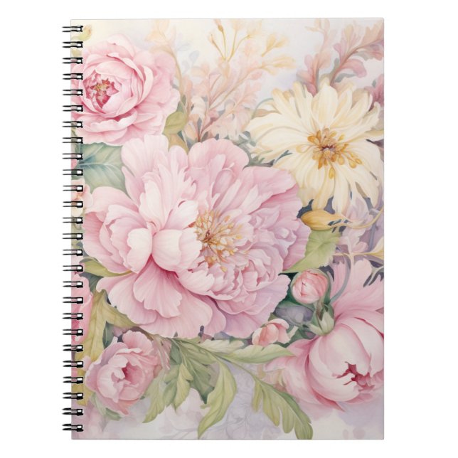 Carnet Beautiful pink peonies (Devant)