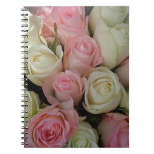Carnet Beautiful Pink White Roses Flower Bouquet