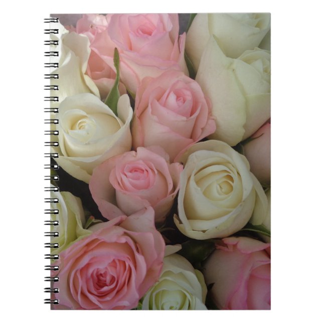 Carnet Beautiful Pink White Roses Flower Bouquet (Devant)