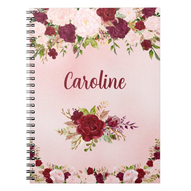 Carnet Beautiful Red & Pink Roses Personalized (Devant)