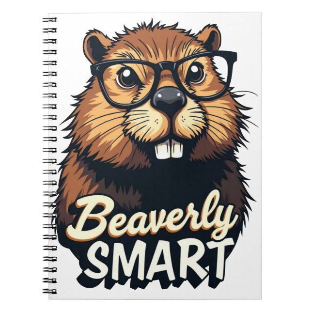 Carnet Beaverly Smart - Drôle Castor avec lunettes Graphi (Devant)