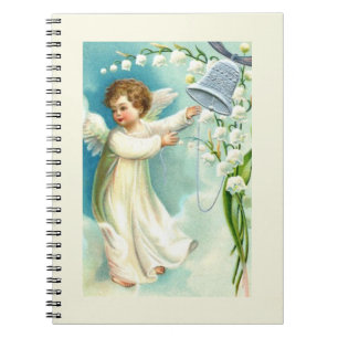 Carnet Bébé ange avec cloche bleue 