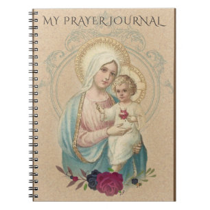 Carnet Bébé béni par cru Jésus de Vierge Marie floral