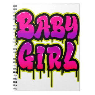 Carnet Bébé fille goutte mot Art Spray Peinture rose vert
