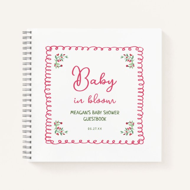 Carnet Bébé Floral Dessiné À La Main Dans Le Baby shower  (Devant)