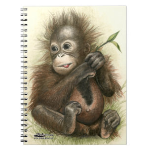 Carnet Bébé orang-outan avec des feuilles