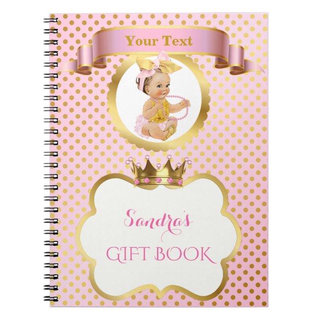 Carnet Bébé princesse Big Bow Gold Guest (Devant)